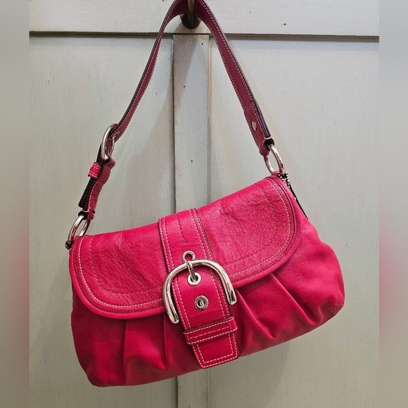 Vintage Coach Soho Pleated Leather Shoulder Bag Purse F15204 ( Red) - Picture 11 of 13